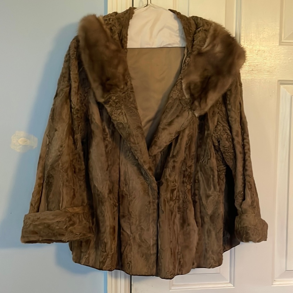 Fur coat with mink lapel size 12-14